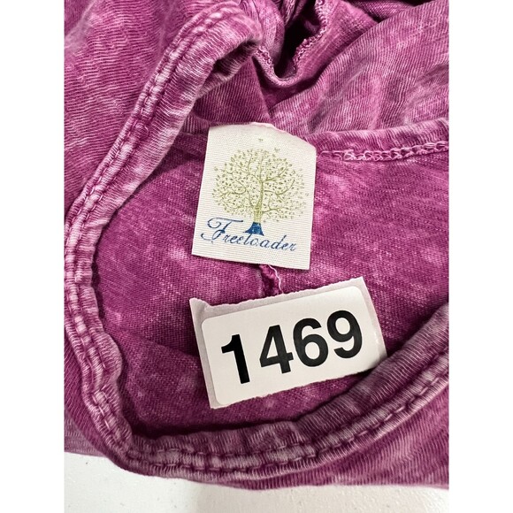 Freeloader Fuschia Pink Purple Mineral Wash Tie Front Hi Lo Top - Women's S - Picture 9 of 9